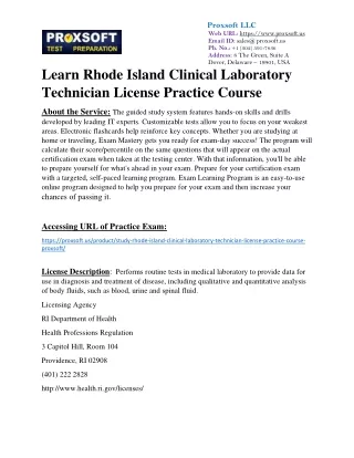 Learn Rhode Island Clinical Laboratory Technician License Practice Course