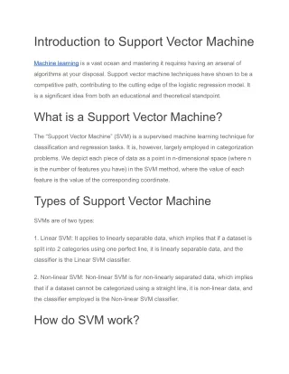 Introduction to Support Vector Machine