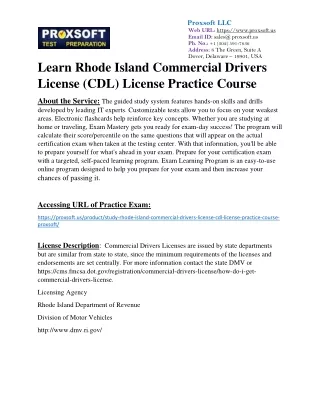 Learn Rhode Island Commercial Drivers License (CDL) License Practice Course
