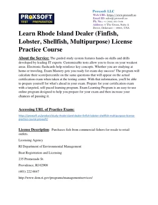 Learn Rhode Island Dealer (Finfish, Lobster, Shellfish, Multipurpose) License Pr