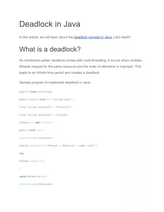 Deadlock in Java