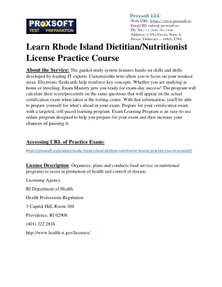 Learn Rhode Island Dietitian/Nutritionist License Practice Course
