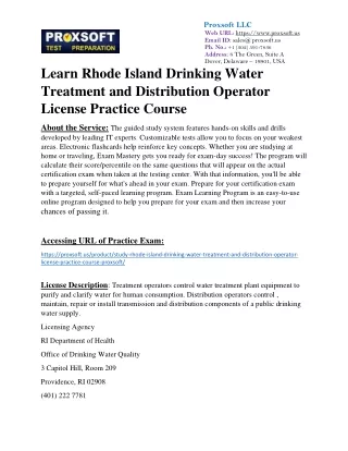 Learn Rhode Island Drinking Water Treatment and Distribution Operator License Pr