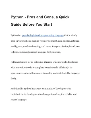 Python - Pros and Cons, a Quick Guide Before You Start