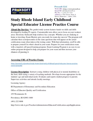 Study Rhode Island Early Childhood Special Educator License Practice Course