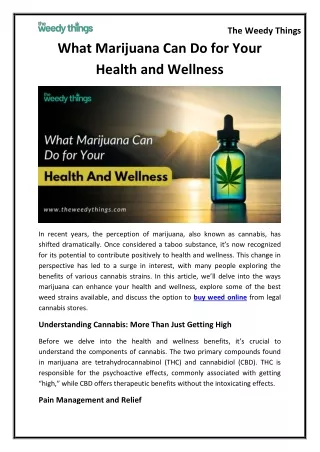 What Marijuana Can Do for Your Health and Wellness