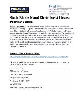 Study Rhode Island Electrologist License Practice Course