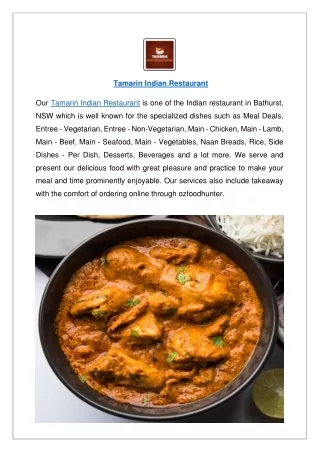 Up to 15% Off, Order Now - Tamarin Indian restaurant