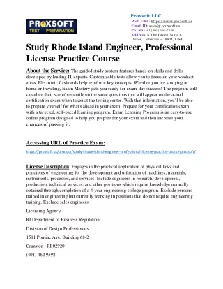 Study Rhode Island Engineer, Professional License Practice Course