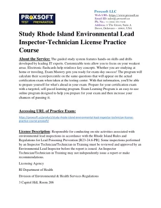 Study Rhode Island Environmental Lead Inspector-Technician License Practice Cour