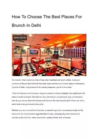 How To Choose The Best Places For Brunch In Delhi