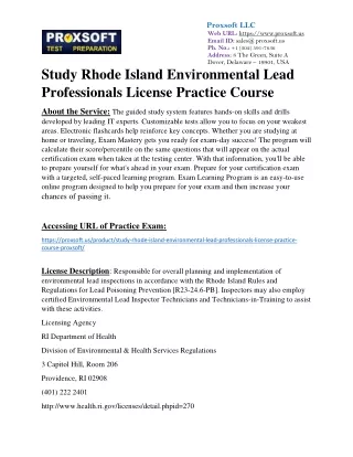 Study Rhode Island Environmental Lead Professionals License Practice Course