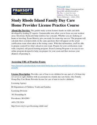 Study Rhode Island Family Day Care Home Provider License Practice Course