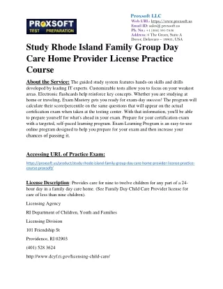 Study Rhode Island Family Group Day Care Home Provider License Practice Course
