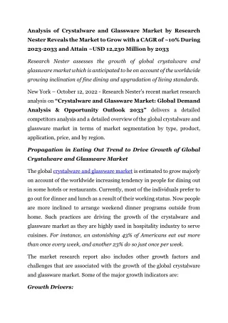 PR- Global Crystalware and Glassware Market