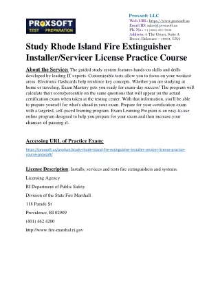 Study Rhode Island Fire Extinguisher Installer/Servicer License Practice Course