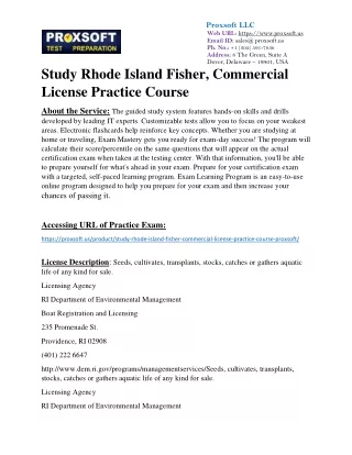 Study Rhode Island Fisher, Commercial License Practice Course