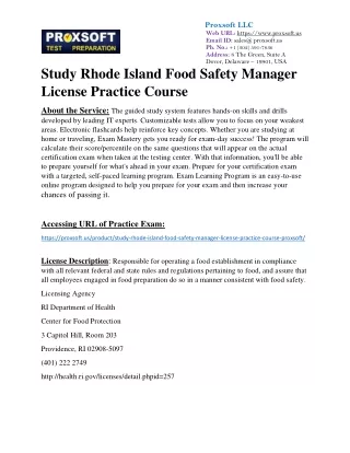 Study Rhode Island Food Safety Manager License Practice Course