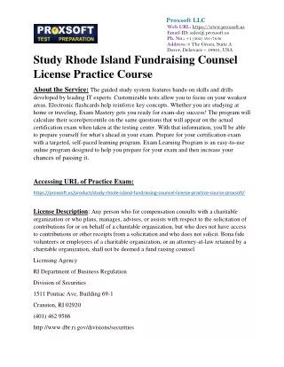 Study Rhode Island Fundraising Counsel License Practice Course