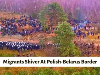 Migrants shiver at Polish-Belarus border